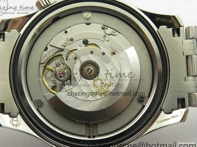 0227 HighQuality Seamaster 300M Chronometer SS Black OMF 1:1 Best Edition on SS Bracelet A2824 (Black Balance Wheel) V 7954
